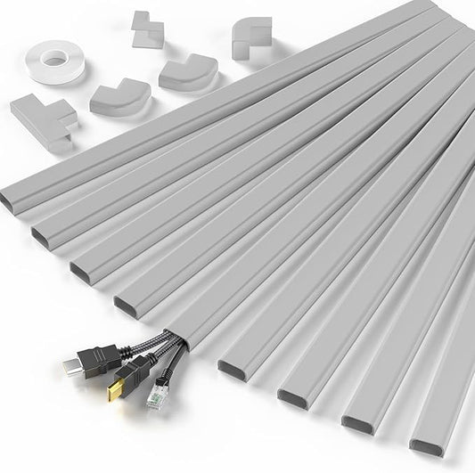 Delamu Cord Hider, 142in Cable Hider, Cord Covers for 2-3 Wires on Wall, Wire Covers for Cords, Wire Hiders for TV on Wall, Easier Setup Cable Cover Cable Management, W0.94 H0.47in, Grey