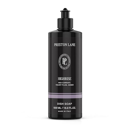 Preston Lane Luxury Dish Soap, Highrise Scent | Plant Powered Formula with Essential Oils | Tough on Grease, Gentle on Hands | Vegan, Cruelty Free, Clean Ingredients