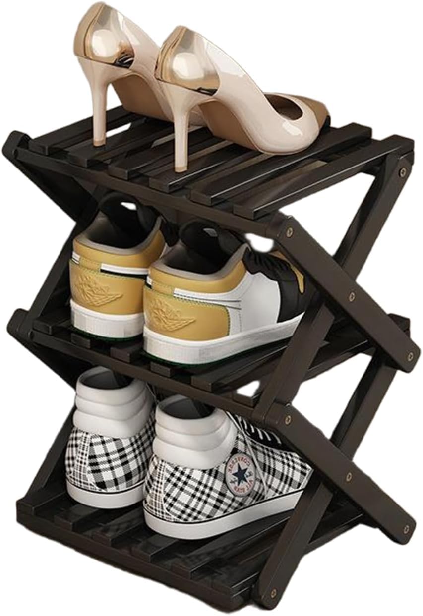 YYW Bamboo Shoe Rack, Foldable Vertical Free Standing Shoe - Image 1