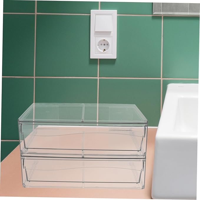 2pcs Acrylic Makeup Organizer Lids Storage Boxes Lids Decorative Storage Boxes for Desktop Extra Makeup Organizer