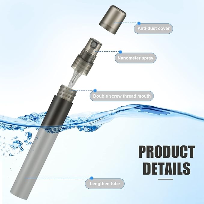 Remerry 100 Pcs 10 ml Mini Spray Bottles Perfume Spray Bottles Plastic Travel Refillable for Women Small Fine Mist Sprayers Portable Frosted Perfume Sprayers Empty Atomizer for Essential Oil