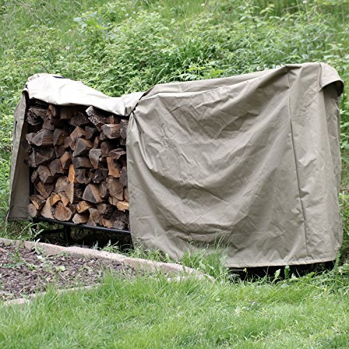 Sunnydaze 8-Foot Firewood Log Rack Cover with PVC Backing, Khaki - Image 4