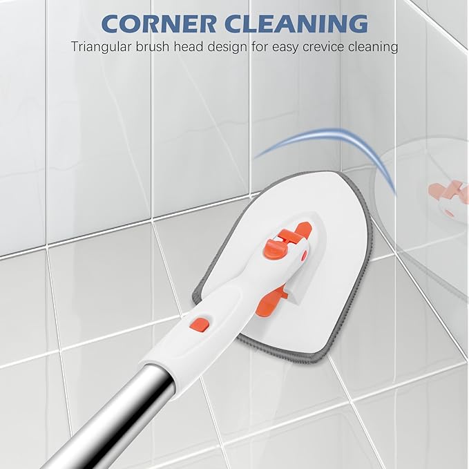 SetSail Floor Scrub Brush, 3-in-1 Tile Tub Floor Scrubber & Toilet Brush, Compact Size Toilet Bowl Brush and Holder Toilet Brushes for Bathroom