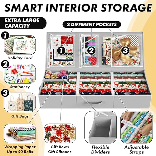 Simple Houseware 41.5" Wrapping Paper Organizer, Fits 40 Rolls - Image 6