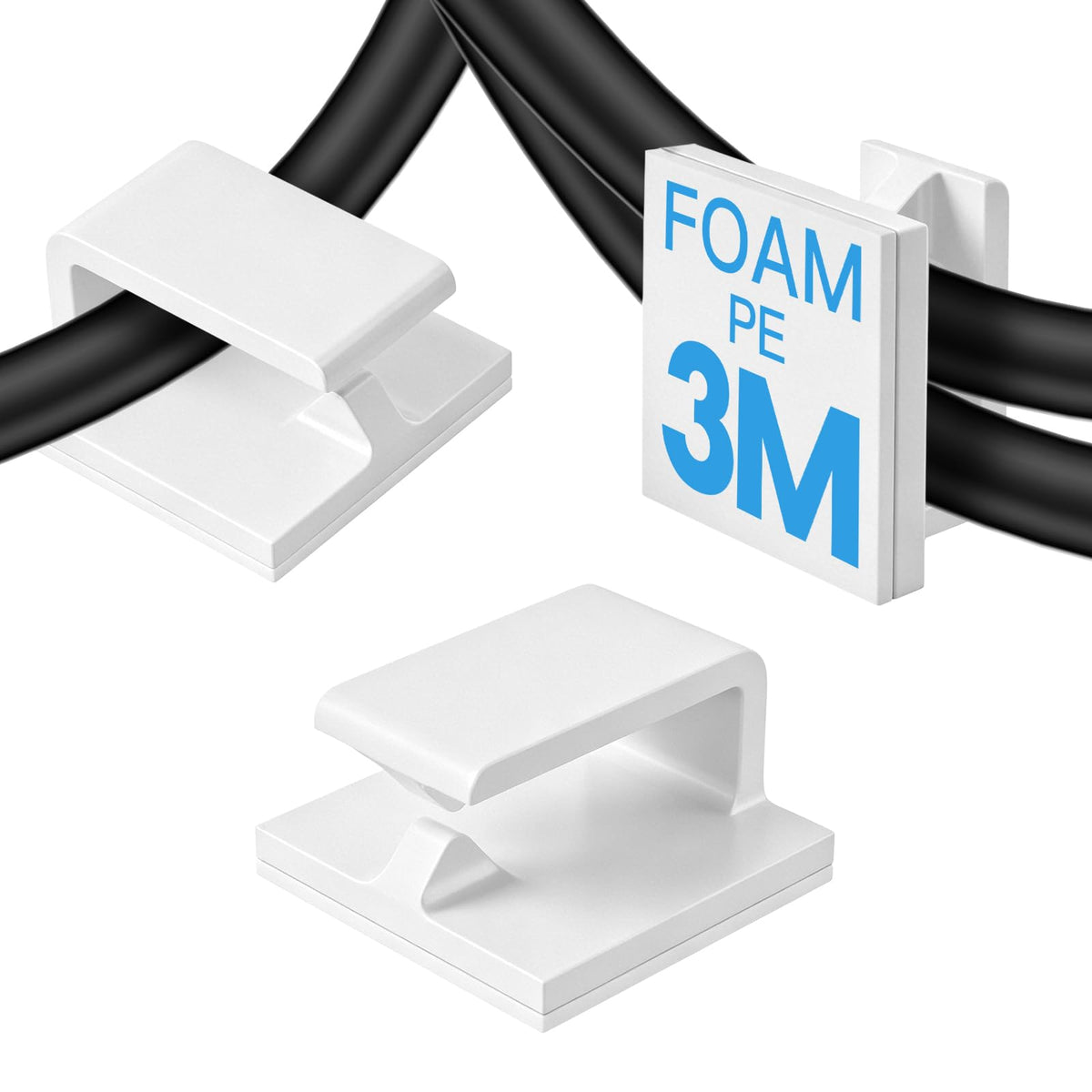50Pcs Small White Adhesive Cable Clips, Wall Cable Clips - Image 1