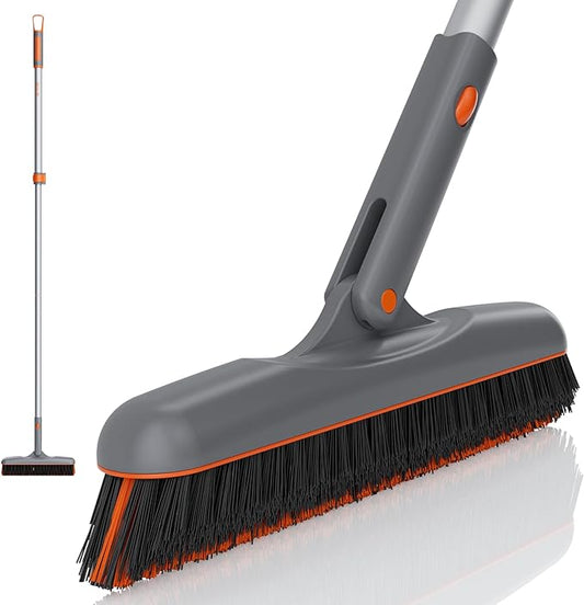 Eazer Grout Brush with Long Handle, 180°Rotation Tile Grout Cleaning Brush, V-Shape Shower Scrubber Cleaner, Stiff Bristle for Cleaning Bathroom Tile Floors - 53in