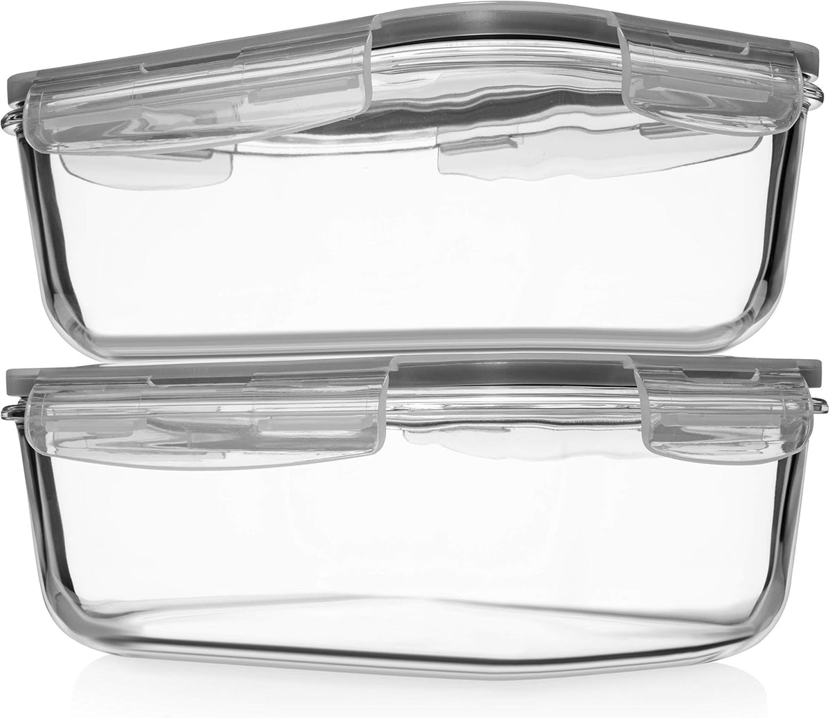 8 Cups/ 63 Oz 4 Piece (2 containers + 2 Lids) Large Glass Food - Image 1