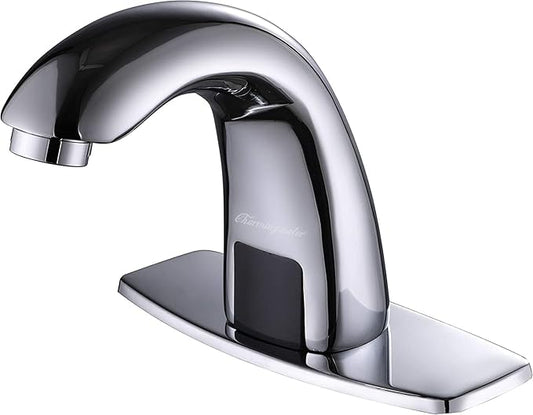 Charmingwater Touchless Bathroom Sink Faucet with Thermostatic Valve, Motion Automatic Sensor Faucet with Hole Cover Plate, Chrome