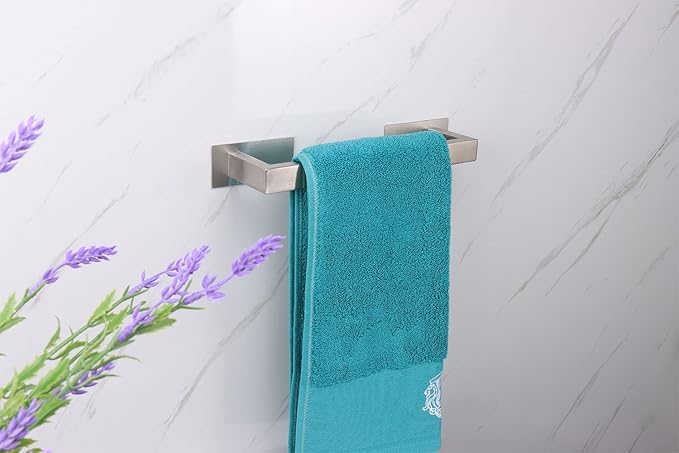Bathroom Towel Bar Self Adhesive, No Drilling Towel Rack Easy to Install,Hand Towel Holder Made of Premium Stainless Steel Sticky on Hand Towel Hanger for Kitchen, Toilet.(12IN, Brushed)