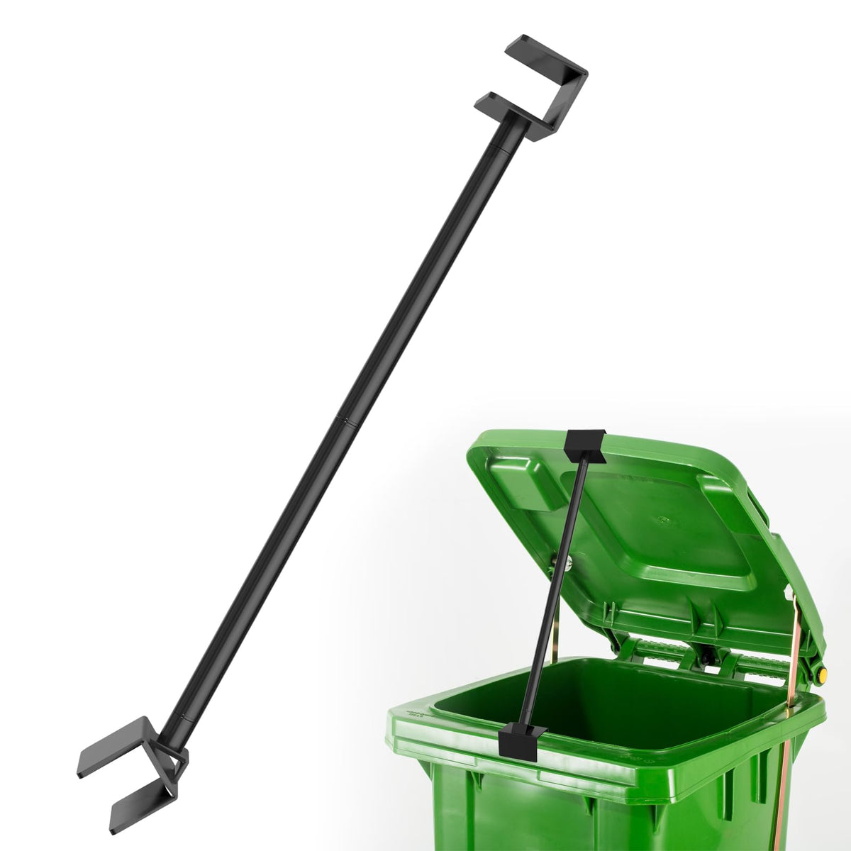 Adjustable 18-30" Trash Can Lid Holder, Hands-Free Dumpster Lid - Image 1