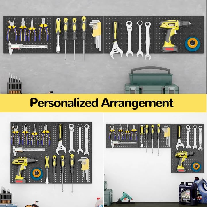 4-Pack Heavy-Duty Metal Pegboard Organizer Kit - 16"x12" - Image 5