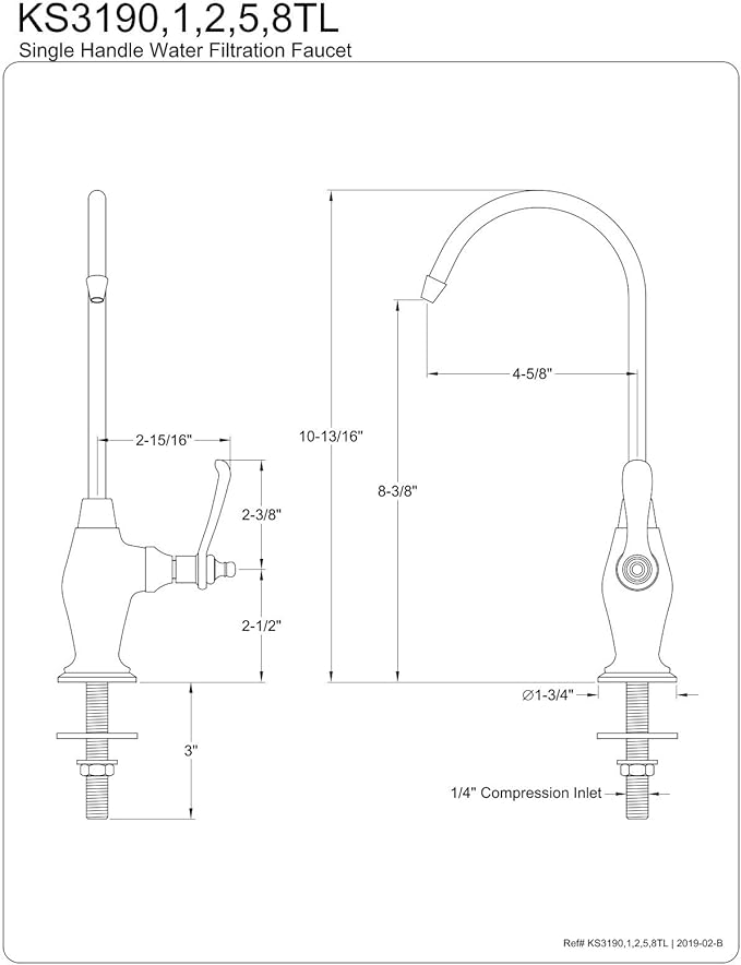 Kingston Brass Gourmetier KS3198TL Templeton Design 1/4 Turn Water Filter Faucet, Brushed Nickel