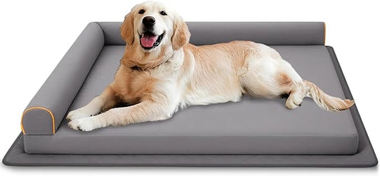 Dog Beds for Small Dogs Waterproof Orthopedic Puppy Bed Memory Foam Pet Bed with Anti-Slip Mat, Washable Dog Couch Indestructible (Grey)