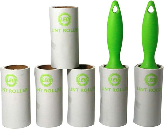 Leo Extra Sticky Peel Tape Pet Hair Lint Roller, Professional Lint Remover for Clothes, Furniture, Laundry, Pick-Up Roller with Spiral Sheets, 6 Pack, 60 Sheets/Roller 360 Sheets Total