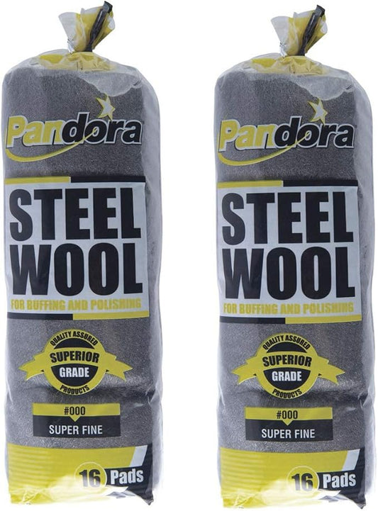 Pandora Steel Wool #000 - Grade, 240 Pads for Buffing and Cleaning - Metal Strands - Ideal for Wax and Polish Removal