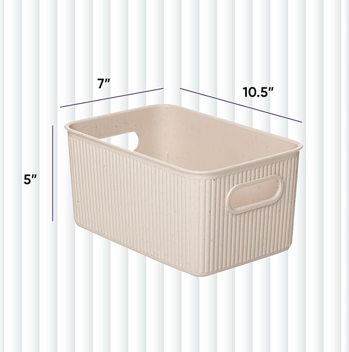 Superio Eco-Friendly Decorative Plastic Basket Open Home Storage Bins Organizer Baskets, Medium (8 Pack) Container Boxes for Organizing Closet Storage Bins for Shelves Drawer Shelf 5 Liter