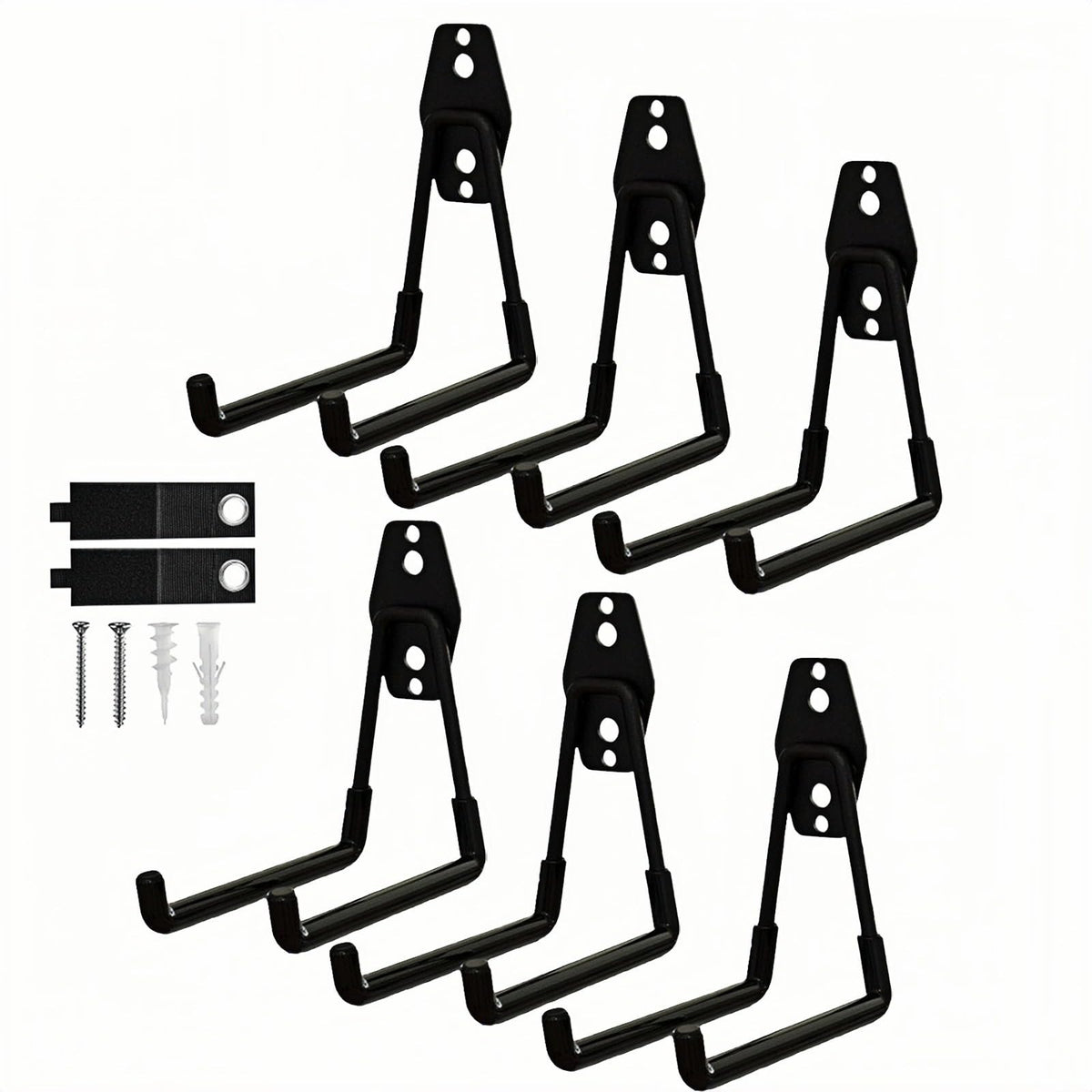 6 Pack Garage Hooks Heavy Duty with Anti-Slip Coating | Garage Storage - Image 1