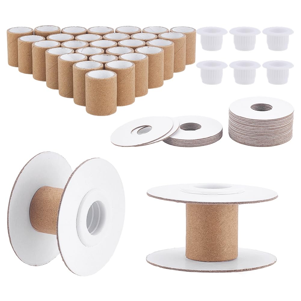 PH PandaHall 30 Sets Empty Paper Thread Spools, White - Image 1