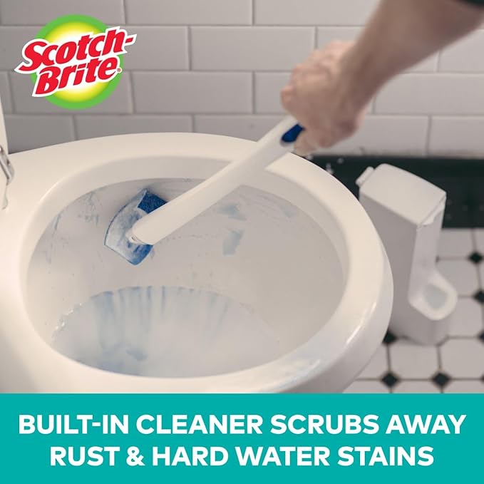 Scotch-Brite Disposable Toilet Scrubber Refills, Removes Rust & Hard Water Stains, 12 Count,(Pack of 8)