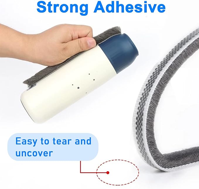 66 Ft Gray Self-Adhesive Soundproofing Weather Stripping for Doors and Windows,0.4" Wide x 0.2" Thick