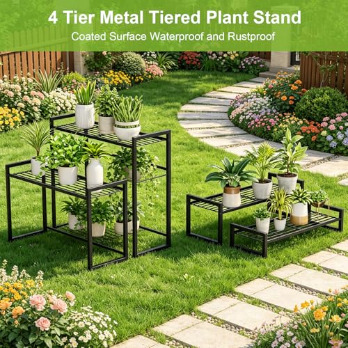 VyGrow Plant Stand, 4 Tier Widened Stackable Tiered Plant Stand - Image 6
