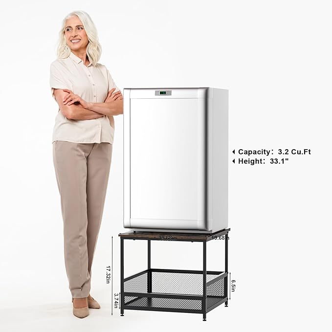 Mini Fridge Stand with Storage, Heavy Duty Mini Fridge Cabinet Shelf - 230 lbs Capacity, Storage Bin for Drink & Snacks, Sturdy Small Refrigerator Stand for Dorm, Office, and Bedroom