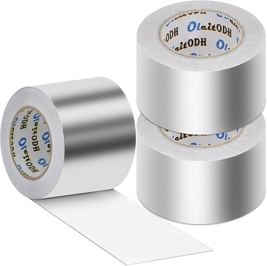 3 Pack Aluminum Foil Tape Bulk - 4 Inch x 55 Yards - Heavy Duty Metal Duct Tape, Aluminum HVAC Tape for Sealing & Patching, Air Ducts, Insulation Metal Repair, Professional Grade