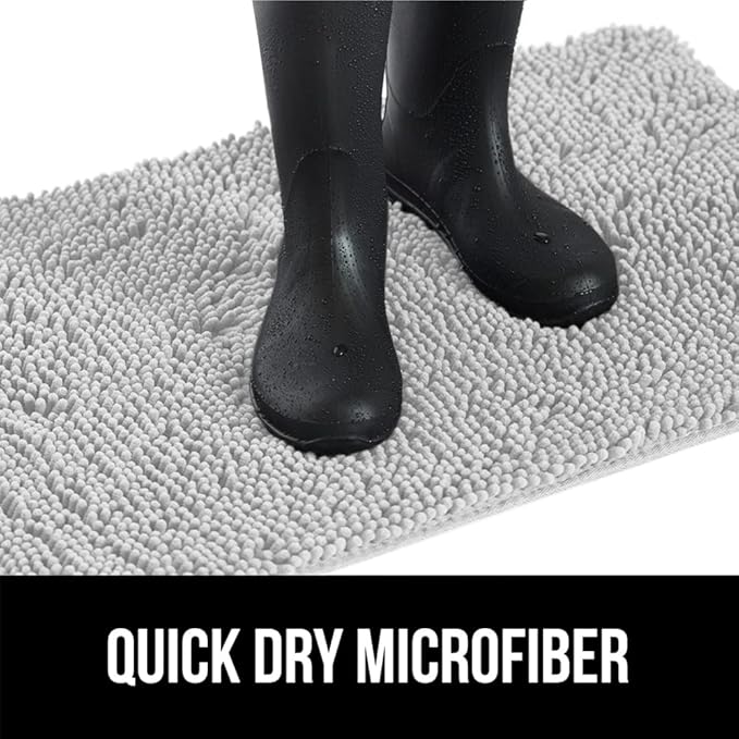 GORILLA GRIP SoakSTOPPER Dog Door Mat, 30x20 Machine Washable Rug Absorbent Doormat Captures Moisture Mud Dirt, Quick Dry Soft Chenille Entryway Rugs Indoor Entrance Mats for Dog Paws, Light Gray