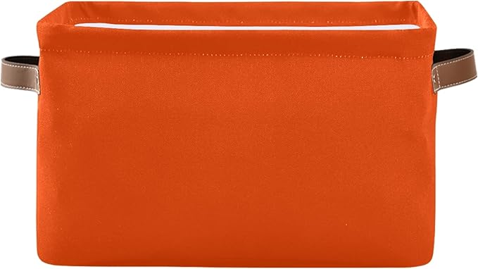 Storage Basket Plain Orange Solid Color Storage Bin Cube with Handles Foldable Storage Baskets for Shelves Living Room Home Decor 1PC