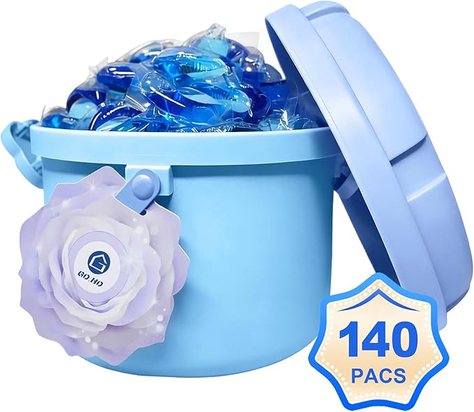 140-Count Laundry Detergent Pacs, 5-in-1 Powerful Clean, Stain Remover, Color Protector, Fabric Care, Deep Hygienic Clean, HE Compatible (15g, Ocean, 140 Count)