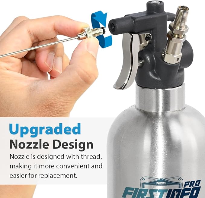 FIRSTINFO A1636K Patented Max. Pressure 110 psi / 650ml Stainless Steel Canister Aerosol Refillable Fluid Spray Can/Pneumatic Compressed Air Sprayer