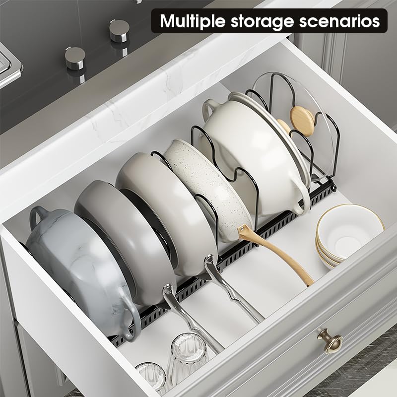 Expandable Pots and Pans Organizer Rack, Pot Lid Kitchen Cabinet - Image 3
