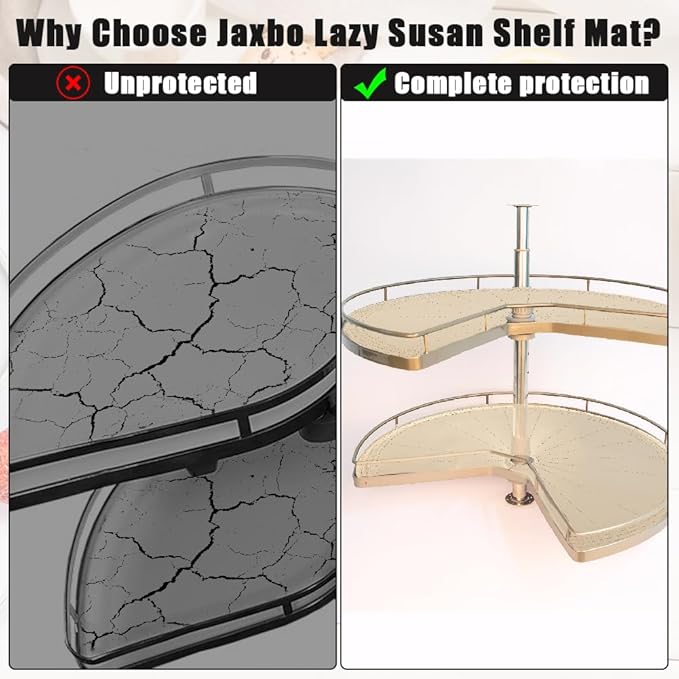 2 PCS 28" Lazy Susan Shelf Liner, Jaxbo Silicone Lazy Susan Liner for Dual Tier Pie Cut Organizer,Non-Slip Thermal Protection Mat