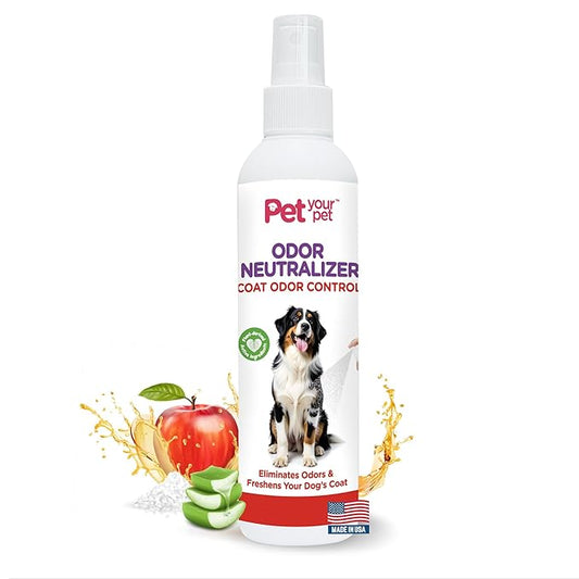 Dog Odor Neutralizer Spray for Dogs 4oz, Non-Toxic Deodorizer with Aloe Vera & Apple Cider Vinegar, Made in USA, Freshens Coat & Eliminates Odors
