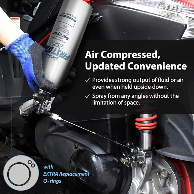 FIRSTINFO A1636 Patented Max. Pressure 110 psi / 650ml Stainless Steel Canister Aerosol Refillable Fluid Spray Can/Pneumatic Compressed Air Sprayer