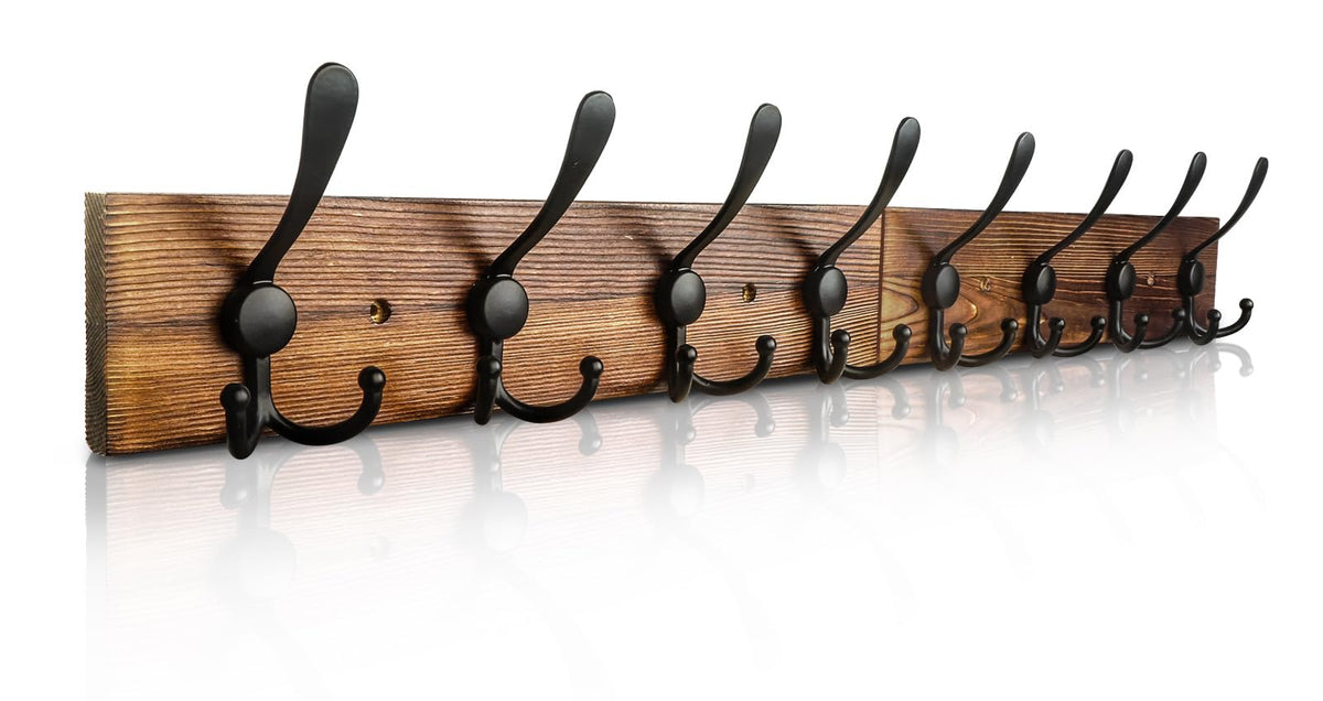 Coat Rack Wall Mount 31.5'' Coat Hanger Wall Mount Burnt - Image 1