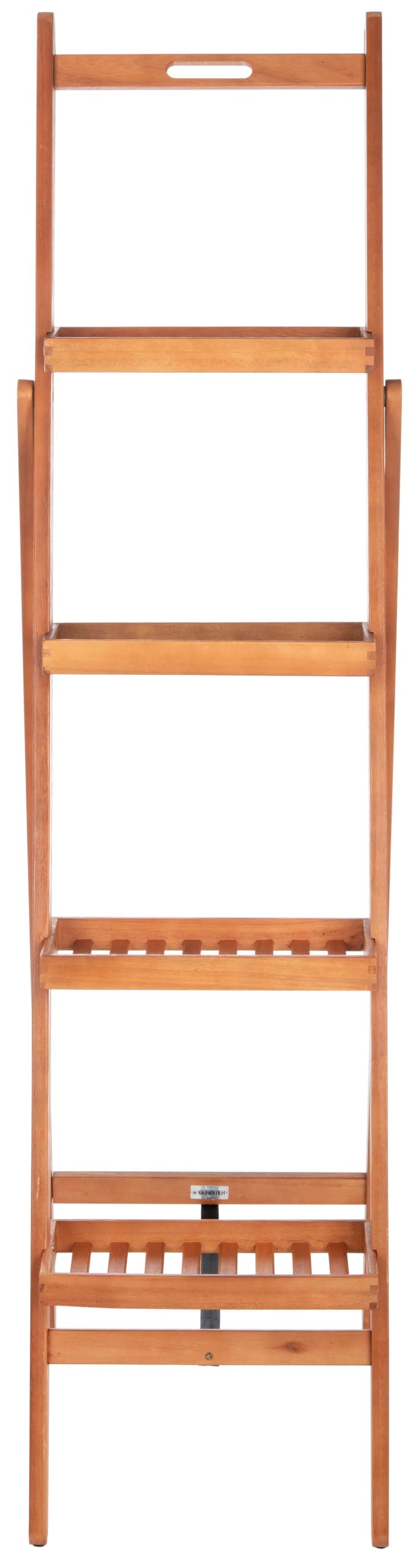 Safavieh Outdoor Collection Grenton Natural Brown 4-Tier Shelf - Image 1