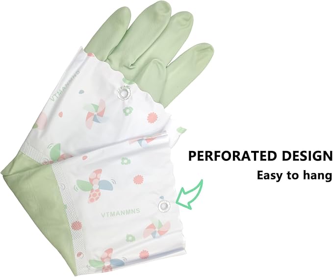 KINGFINGER 16'' Extra Long Dishwashing Gloves - Latex-Free Heavy Duty Rubber for Kitchen, Car & Garden, Textured Non-Slip Grip 2 Pairs