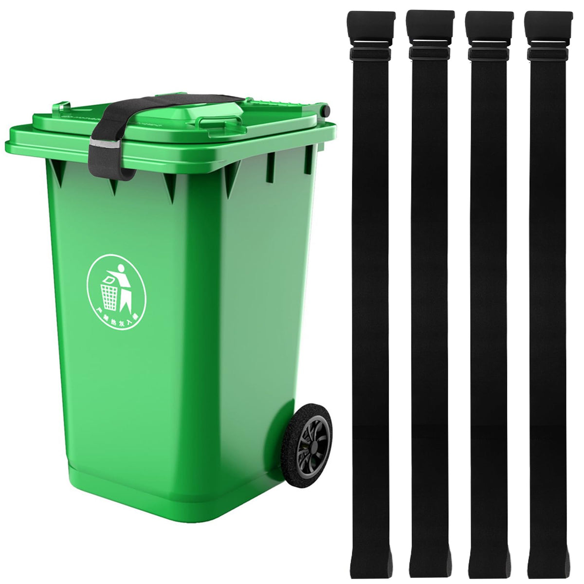 Dicunoy 4 Pack Garbage Can Lids Locks, Adjustable Outdoor - Image 1