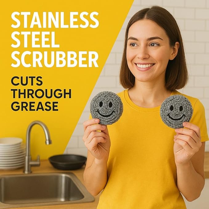 Stainless Steel Wool Scrubbers - Pack of 12 + 1 Extra | Flexible Metal Scouring Pads for Cleaning Kitchen Dishes, Pots, Pans, Ovens, Grills & Sinks (20g)