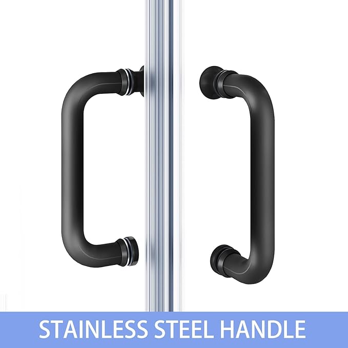 ELEGANT Corner Shower Enclosure with Shower Base, 36 in.D x 36 in. W x 72 in. H Corner Shower Door with 1/4 in. Tempered Glass, Double Sliding Shower Doors in Black
