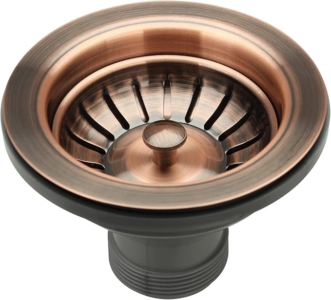 Akicon Kitchen Sink Strainer Replacement for 3-1/2 Inch Standard Strainer Drain, Solid Brass with Post Styled Basket