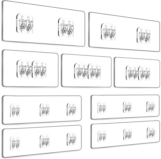 9-Pack Shower Caddy Adhesive Replacement — Transparent Shower Adhesive Strips, No Drilling Hooks for Bath Storage Shelves, Kitchen Racks, Basket & Soap Holder