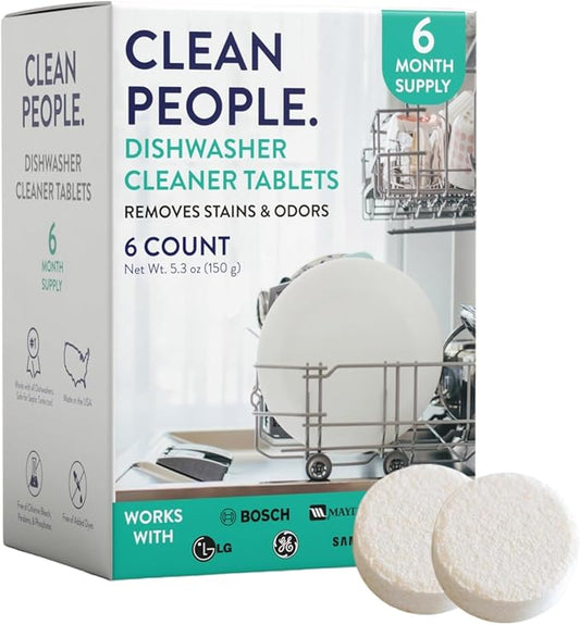 The Clean People Dishwasher Cleaner - Dishwasher Cleaner Tablets for Removing Limescale, Mineral Buildup, Grease & Odors - 6 Count, Citrus Scent