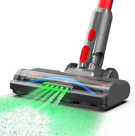 Vacuum Attachment for Dyson V7 V8 V10 V11 V15, SV10 SV11 SV12 SV14 SV15 SV22 SV25 SV27 SV28, Replacement Parts with 5 LEDs, 26cm V-Shaped Bristle Brush, Head Replacement for Carpet, Hardwood Floors