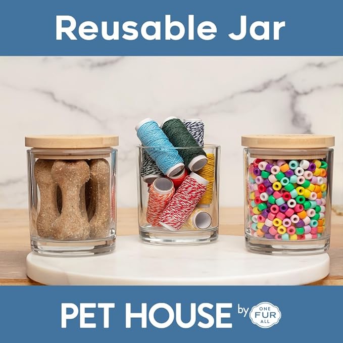 One Fur All Pet House Candle 2 Pack - Plant-Based/Soy - Clean Burning Scented, Long Lasting Pet Odor Candle for Home - Moonlight