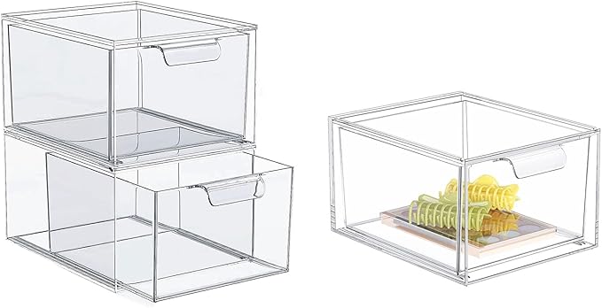 Clear Acrylic Storage Box Stackable Organizer for Cosmetics Jewelry Stationery Plastic Bins Acrylic Makeup Organiser