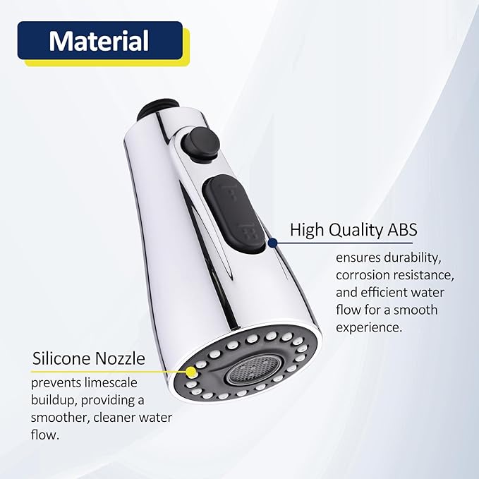Kitchen Faucet Head Replacement Compatible with Moen 191004 – Durable ABS & Silicone Nozzle for Easy Installation and Limescale Prevention (Stainless Steel)