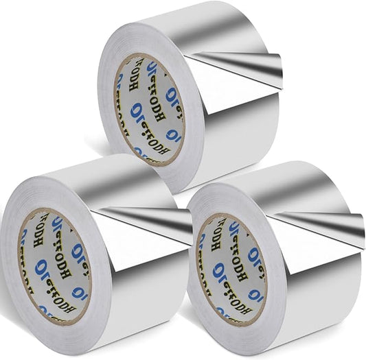 3 Pack Aluminum Foil Tape Bulk - 3 Inch x 55 Yards - Heavy Duty Metal Duct Tape, Aluminum HVAC Tape for Sealing & Patching, Air Ducts, Insulation Metal Repair, Professional Grade