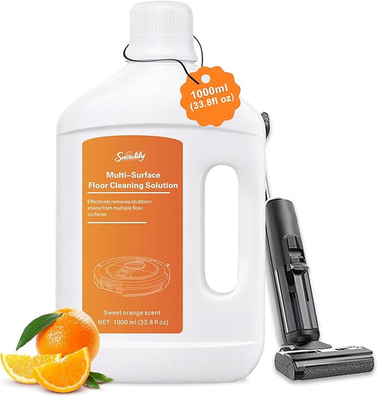 Snowlily 1000ML Floor Cleaning Solution, Residue & Streak Free, Low Foam Floor Cleaner for Mopping, for Robot Vacuum Mops & Wet Dry Vacuum Cleaners, Orange Scent